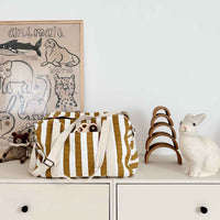 Thumbnail for RAPHAEL DIAPER BAG - WEEKEND BAG STRIPES CARAMEL - ECRU: CARAMEL AND ECRU / Stripe / L22*W42*H28