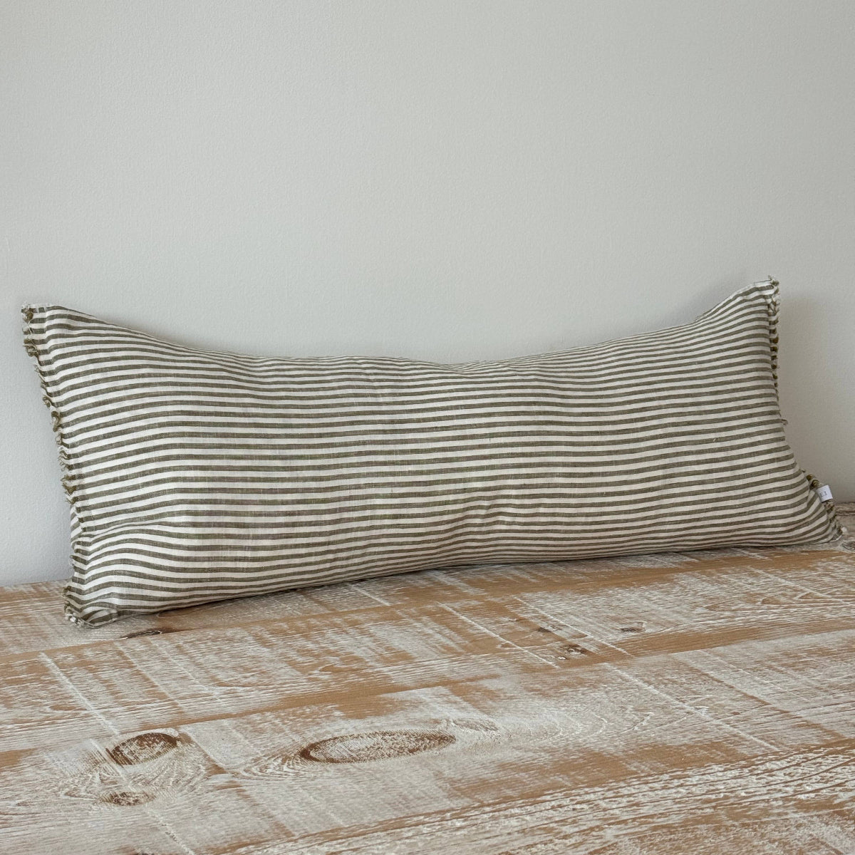 Esmee Olive Stripe Bolster Cushion – Olive Stripe 80x30