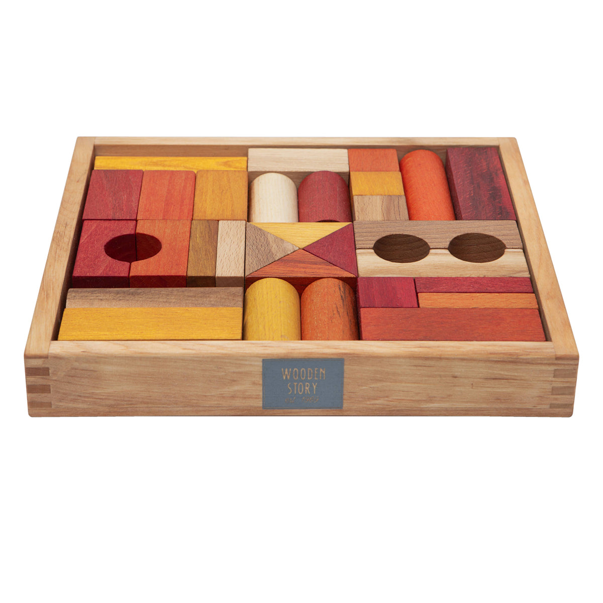 Wooden Blocks in tray 30 pcs, Warm