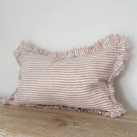 Thumbnail for Hallie Ruffled Linen Cushion 50x30 – Pink Stripe