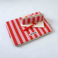 Thumbnail for PENCIL CASE GASTON STRIPES TOMATO / CANDY PINK