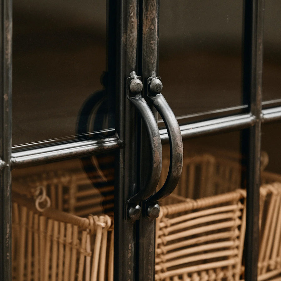 Iron & Glass Triple Door Cabinet
