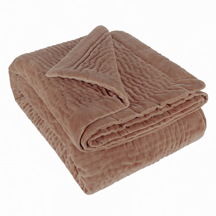 Velvet Quilted Throw Coral: Pink / 140 x 220cm