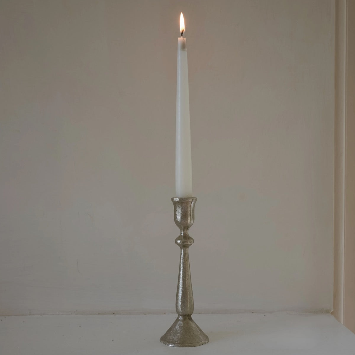 MeanWhile Antique Silver Hammered Candlestick Medium (in Cotton bag)