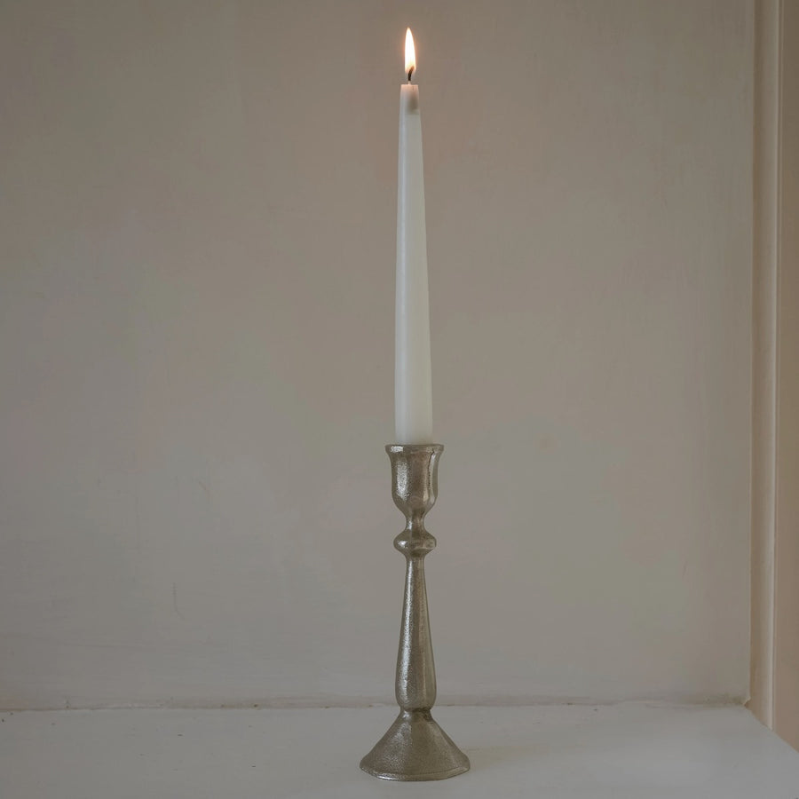 MeanWhile Antique Silver Hammered Candlestick Medium (in Cotton bag)
