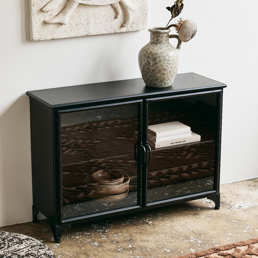 Black Iron & Glass Sideboard