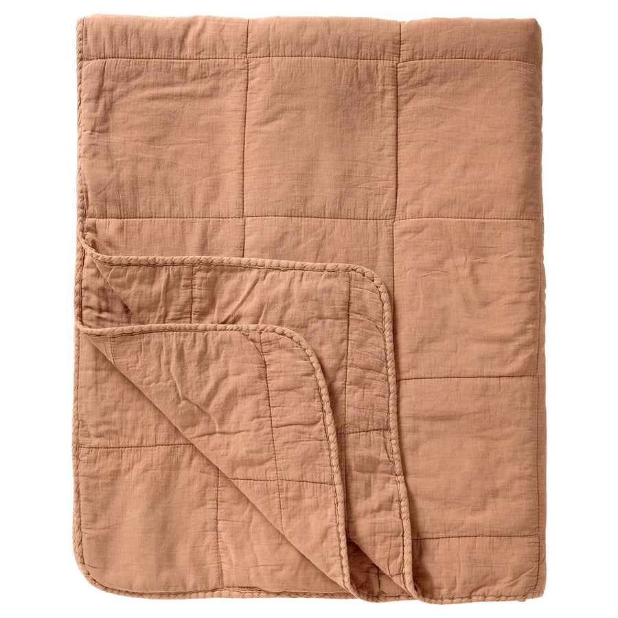 Vintage Quilt Double Bedspread Burned Rose