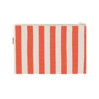 Thumbnail for LILI FLAT POUCH STRIPES GREIGE / TOMATO