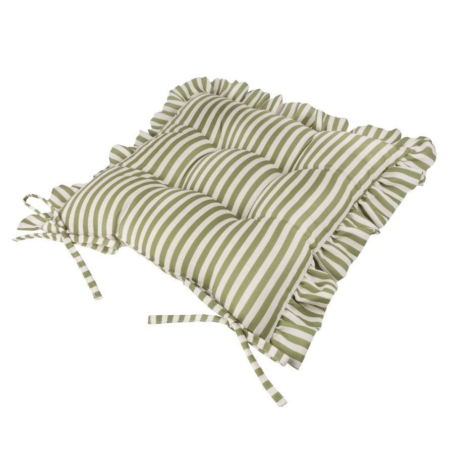 Millie Ruffle 2 Pack Indoor/Outdoor Seat Pads Green: Green / 40 x 40cm