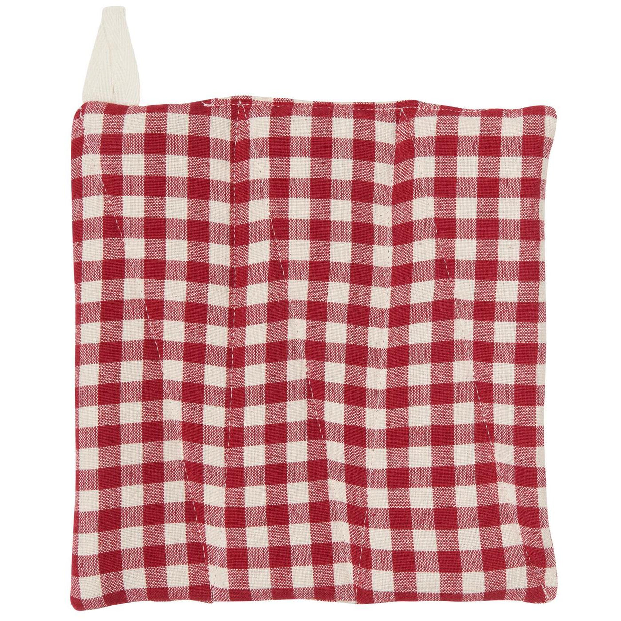 Pot holder Red w/small Natural Checks
