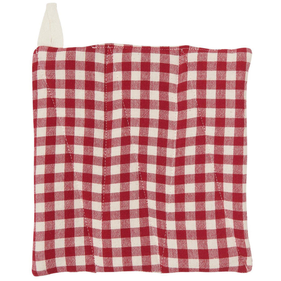 Pot holder Red w/small Natural Checks