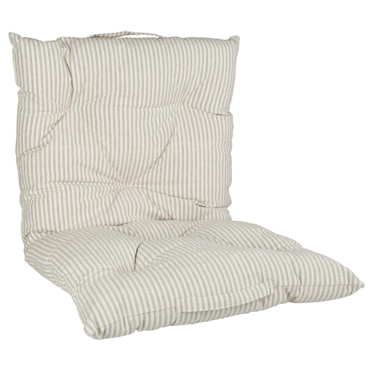 IB Laursen Mattress Cushion Asger Natural W/Thin Dusty Blue Stripes
