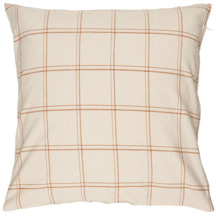 Cushion Theodor Natural W/Rustic Brown Checkered Pattern 50 x 50cm