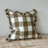 Thumbnail for Hallie Olive Gingham Gingham Cushion Cover, 45x45cm