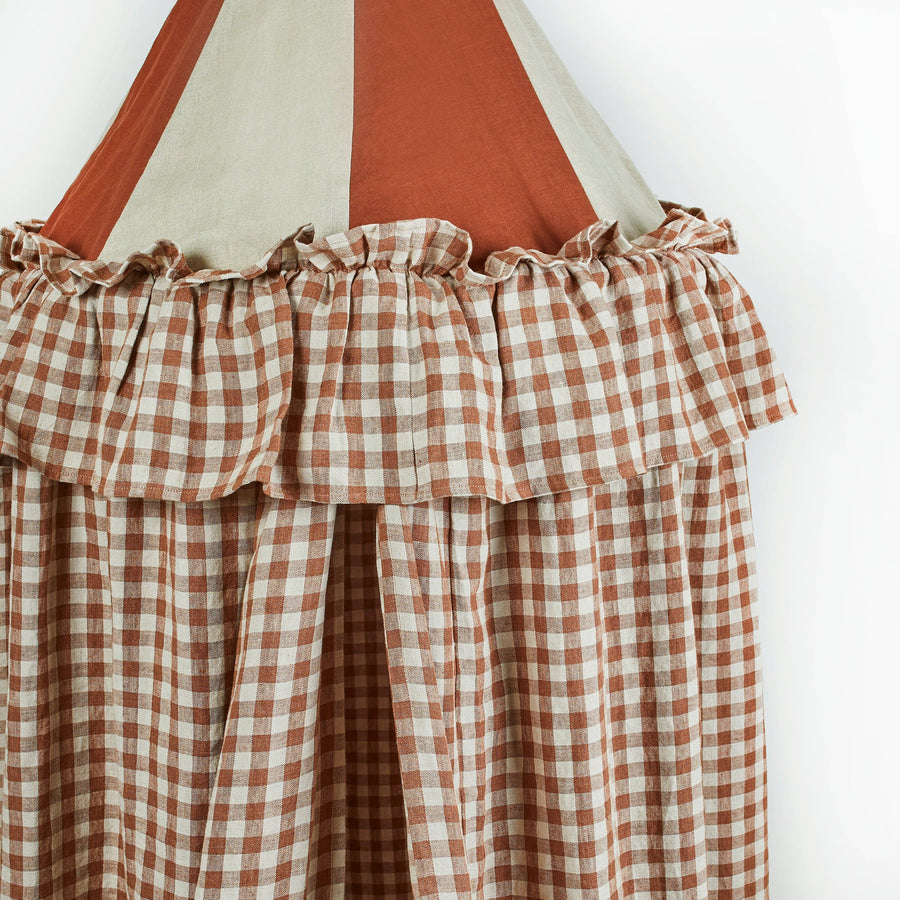 Gingham canopy, rusty blush