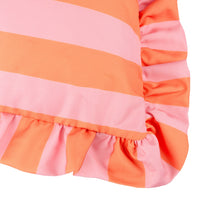 Thumbnail for Palm Royale Stripe Ruffle Outdoor Cushion Pink/Orange: Pink/Orange / Polyester Filled / 50 x 50cm