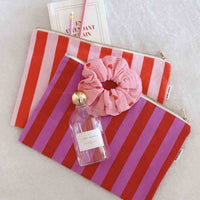 Thumbnail for LILI FLAT POUCH STRIPES TOMATO / CANDY PINK: TOMATO / CANDY PINK