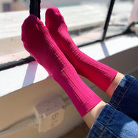 Thumbnail for Le bon shoppe Her Socks - Mercerized Combed Cotton Rib Fuchsia