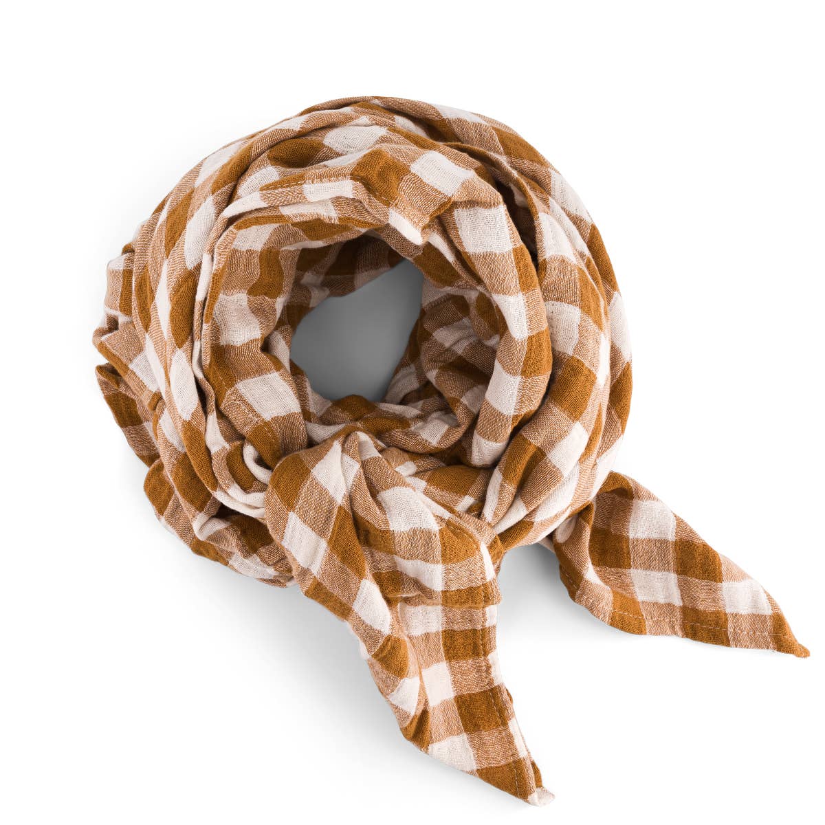 BIANCA SWADDLE GINGHAM CARAMEL: VICHY / L 110*110