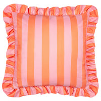 Thumbnail for Palm Royale Stripe Ruffle Outdoor Cushion Pink/Orange: Pink/Orange / Polyester Filled / 50 x 50cm