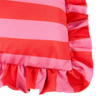 Thumbnail for Palm Royale Stripe Ruffle Printed Outdoor Cushion Pink/Red: Pink/Red / Polyester Filled / 50 x 50cm