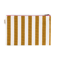 Thumbnail for LILI FLAT POUCH STRIPES CARAMEL AND ECRU: Caramel / ecru / STRIPES