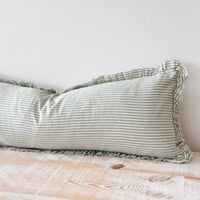 Thumbnail for Darcy Cotton Bolster Cushion 80x30 -  Sage Stripe