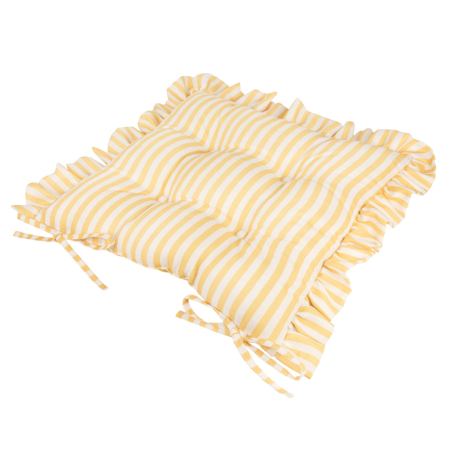 Millie Ruffle 2 Pack Indoor/Outdoor Seat Pads Yellow: Yellow / 40 x 40cm
