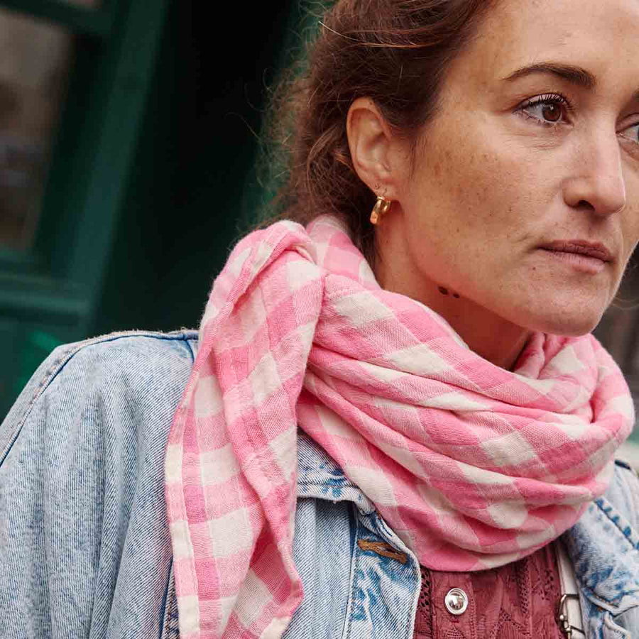 BIANCA SWADDLE GINGHAM NEON PINK: VICHY / L 110*110