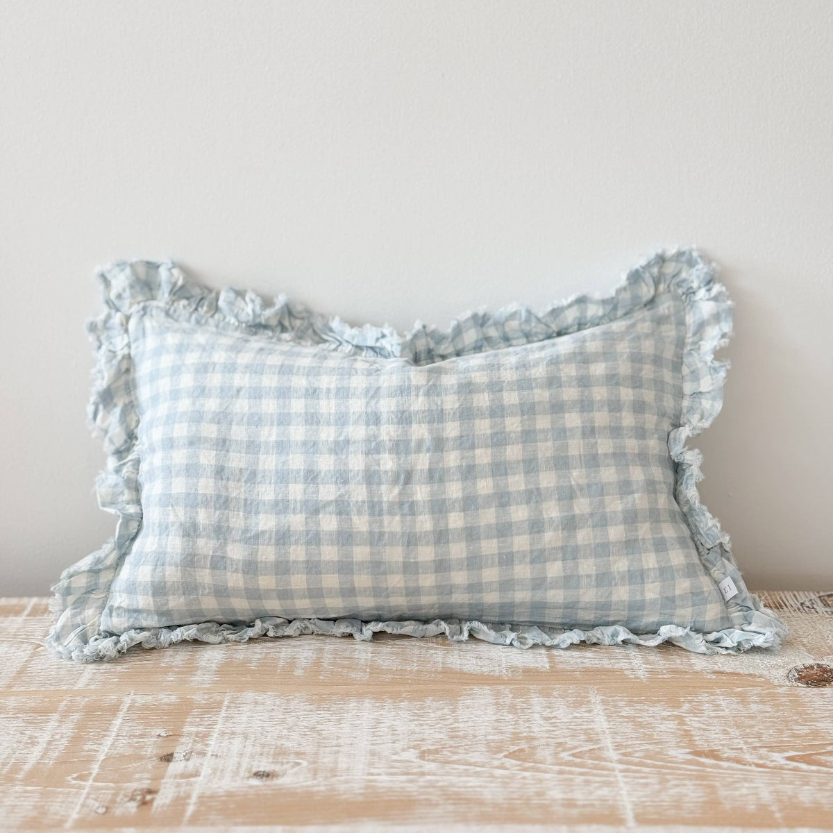 Hallie Light Blue Gingham Cushion 50x30