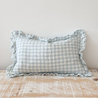Thumbnail for Hallie Light Blue Gingham Cushion 50x30