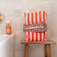 Thumbnail for VIC TOILETRY BAG STRIPES GREIGE / TOMATO