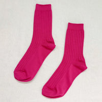 Thumbnail for Le bon shoppe Her Socks - Mercerized Combed Cotton Rib Fuchsia