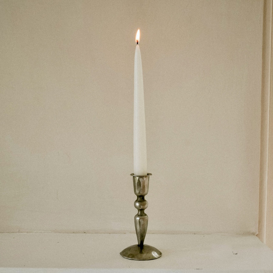 MeanWhile Antique Silver Hammered Candlestick Small (in Cotton bag)