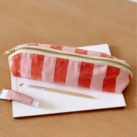 Thumbnail for PENCIL CASE GASTON STRIPES TOMATO / CANDY PINK