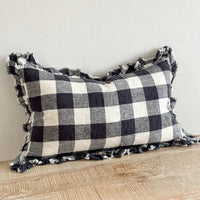 Thumbnail for Hallie Navy Check Cushion Cover 50x30 – Ruffled Edge