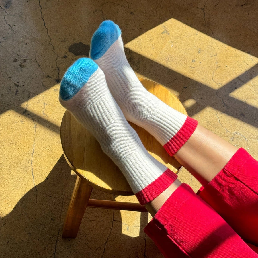 Girlfriend Socks: Colour Block Blue Red