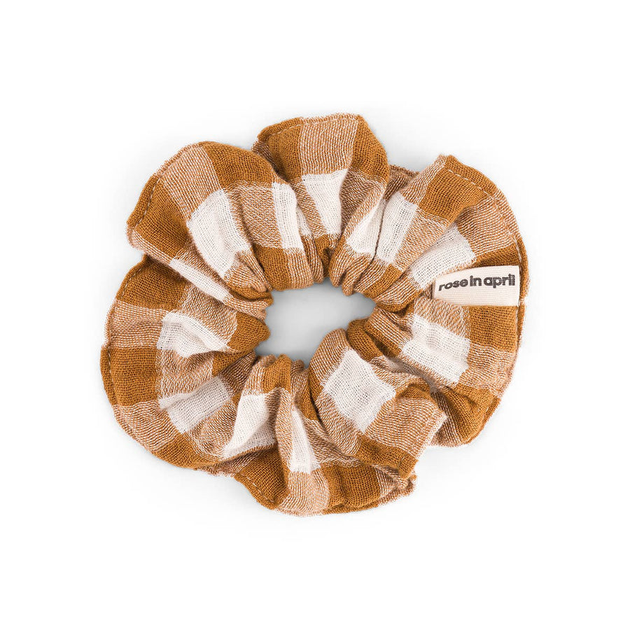 SCRUNCHIE GINGHAM CARAMEL