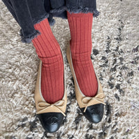Thumbnail for Le bon shoppe Her Socks - Mercerized Combed Cotton Rib Terraotta