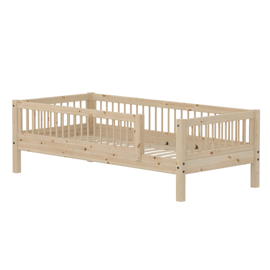 Flexa Classic Single Bed with Back & Rail - Cross Bars - 90 x 200cm (3 Colours Available)