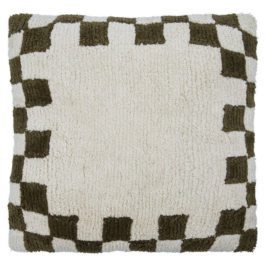 Cushion, HDChess, Green;Off-white