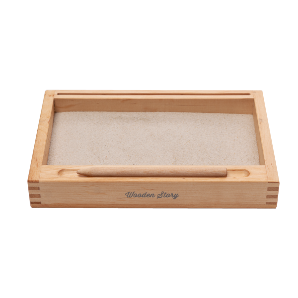 Montessori 1 Part Stand Tray with Flash-Card Holder: With sand 400g