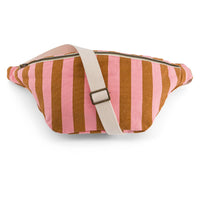 Thumbnail for WOMEN BUM BAG STRIPES CARAMEL / STRAWBERRY