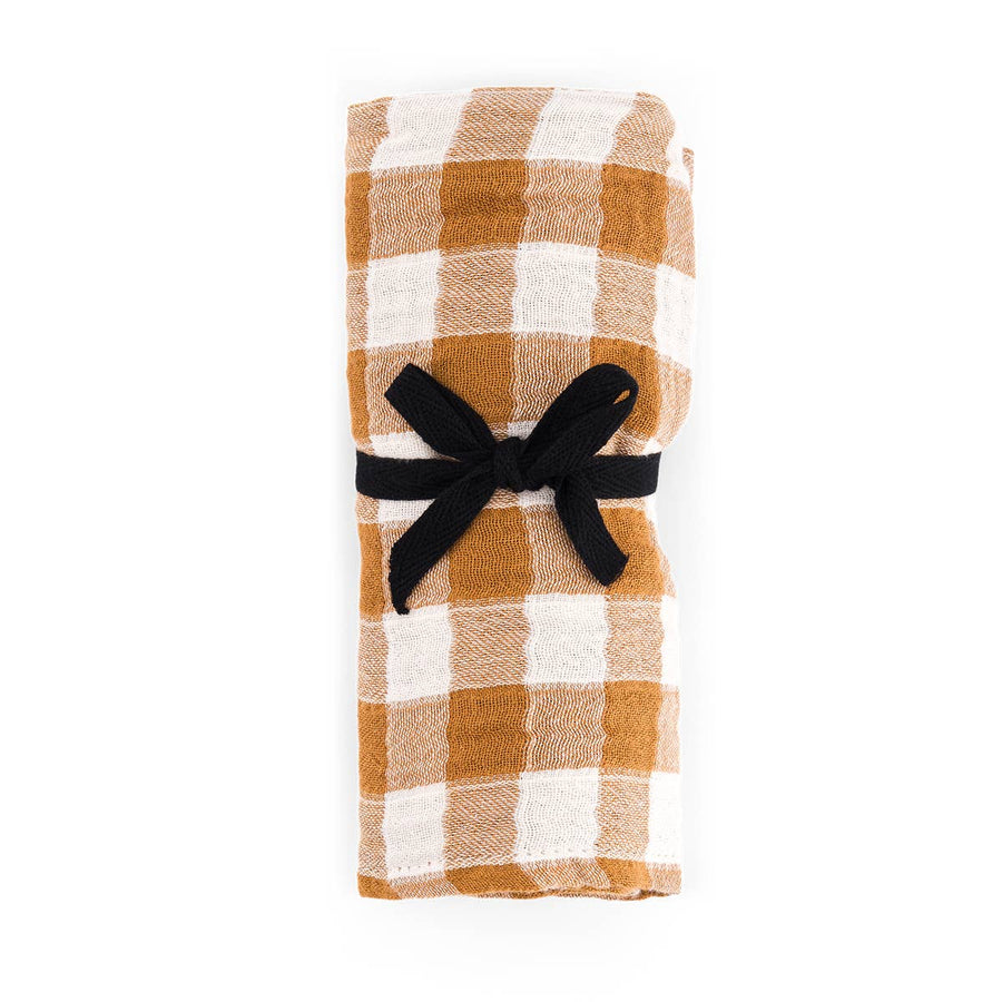 BIANCA SWADDLE GINGHAM CARAMEL: VICHY / L 110*110