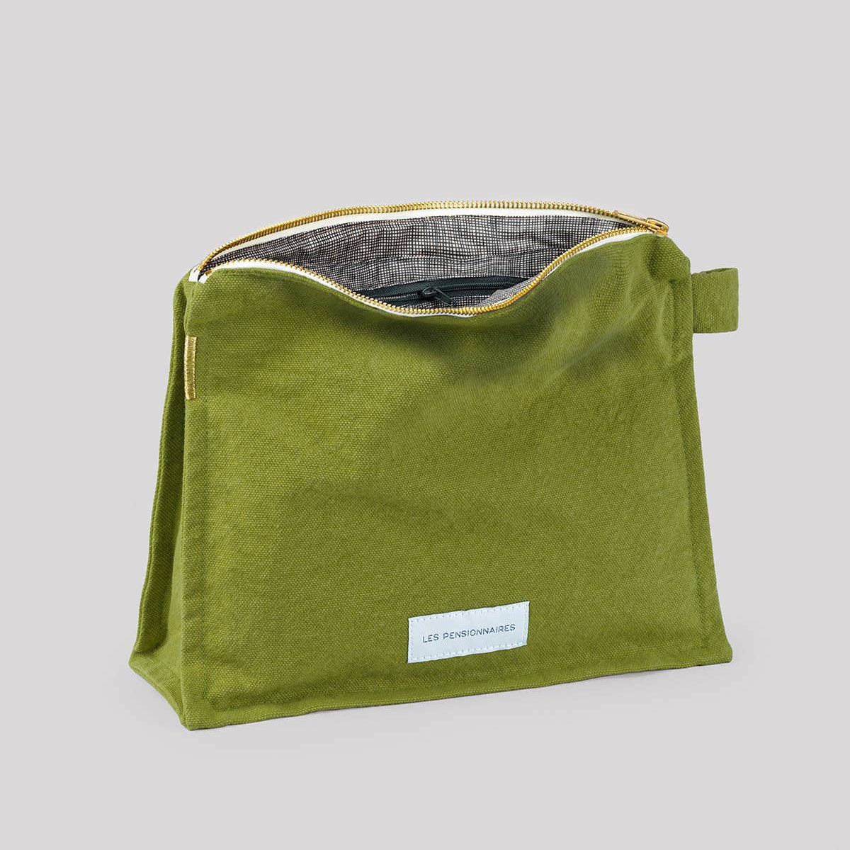 Organic Cotton Canvas Toiletry Bag in Moss Green
