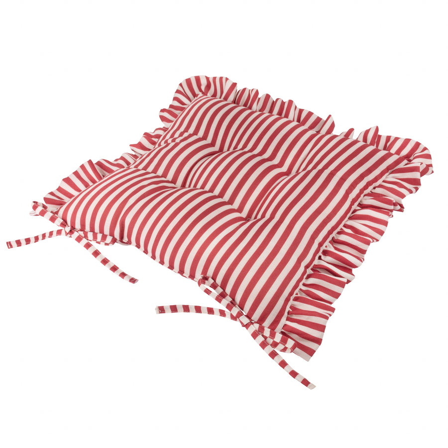 Millie Ruffle 2 Pack Indoor/Outdoor Seat Pads Red: Red / 40 x 40cm