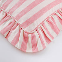 Thumbnail for Candy stripe frill cushion, peony