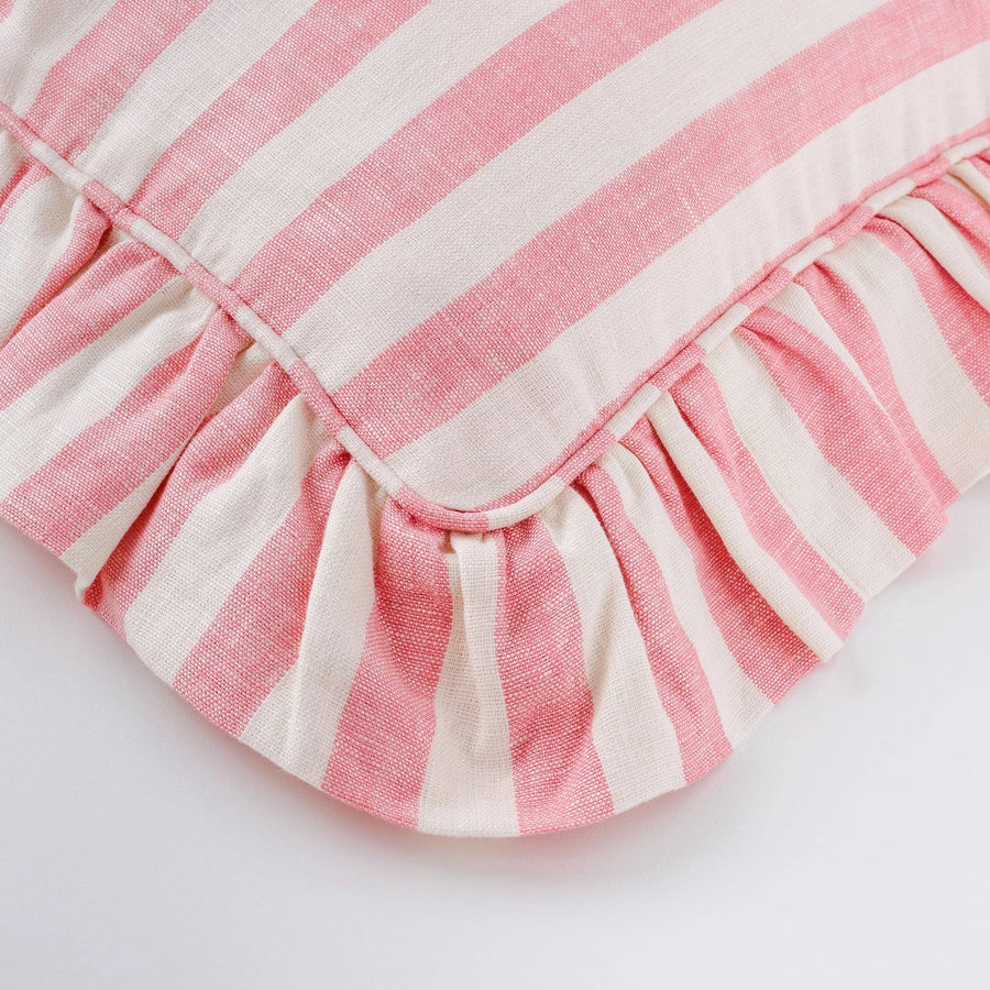 Candy stripe frill cushion, peony