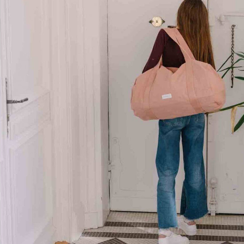 Delicate Pink Organic Cotton Canvas Bowling Bag