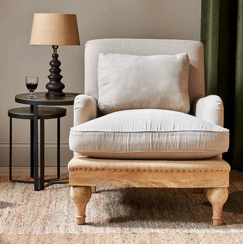 Abe Linen Armchair - Stone
